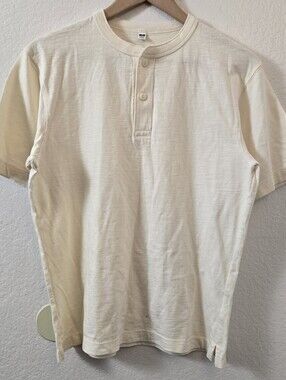 Uniqlo Slub Cotton Henley Neck T-Shirt